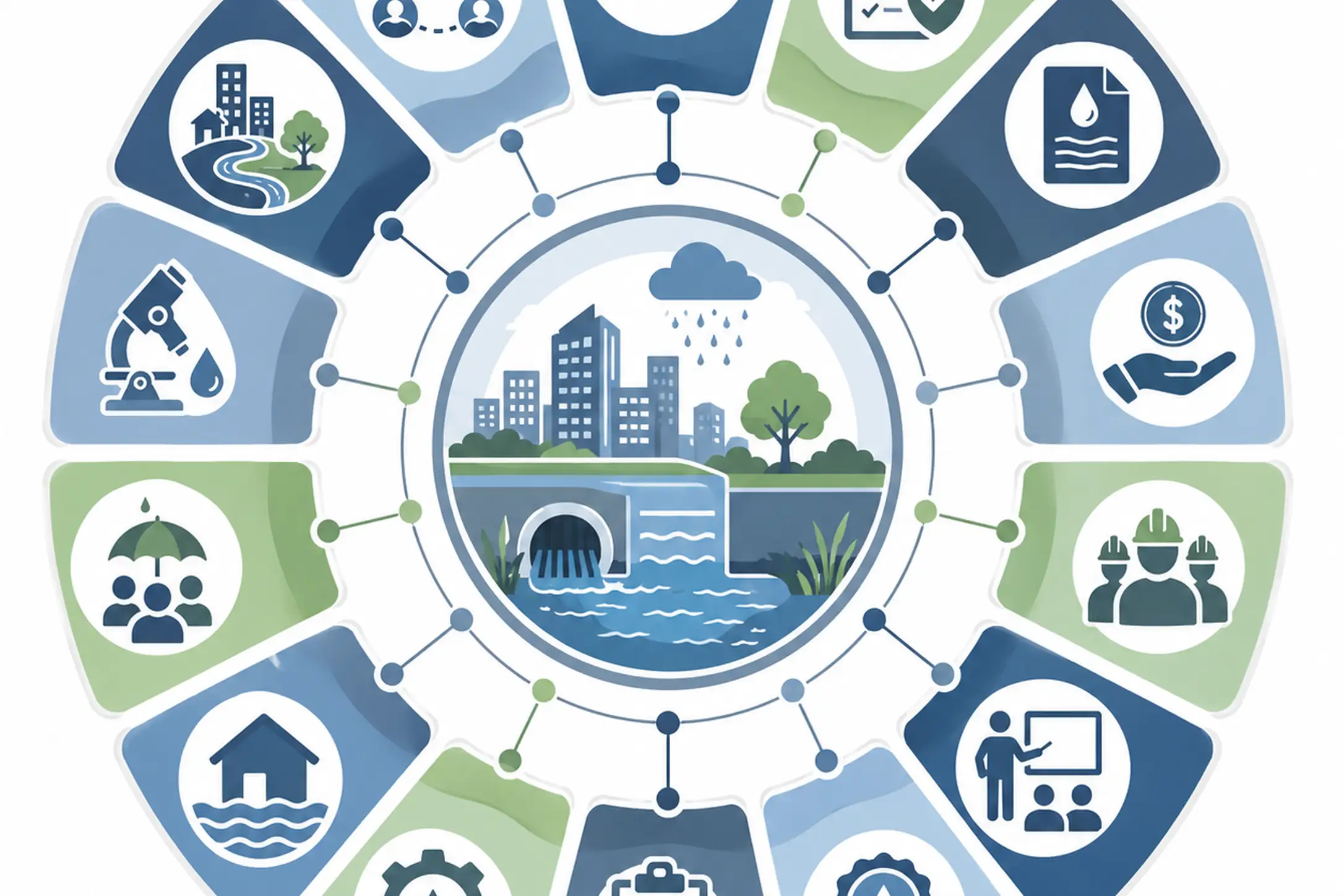Connected stormwater landscape representing shared but distinct responsibilities